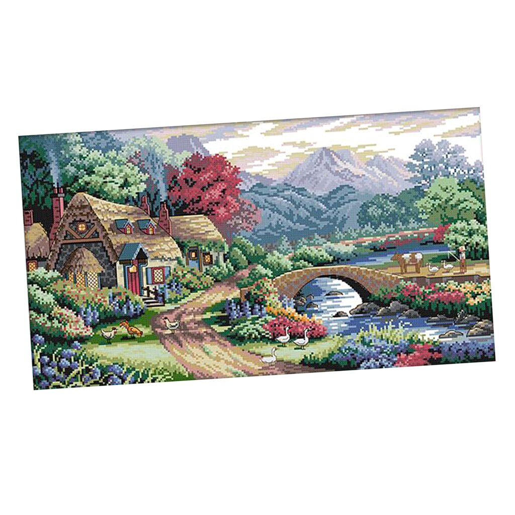 14CT 54x33cm Farm Scene Stamped Cross Stitch Kit Needlework for Beginners