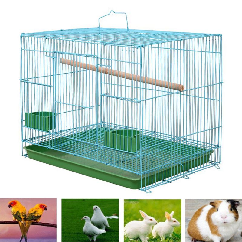 Wire Rectangular Small Cage for Small Birds and Canaries Re kord Equipped with Bird Standing Stick and 2 Semicircular