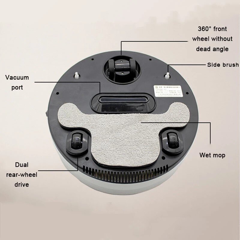 Home Multifunctional USB With Remote Control Water Tank Intelligent Sweeping Robot Three In One Three Gear Adjustment