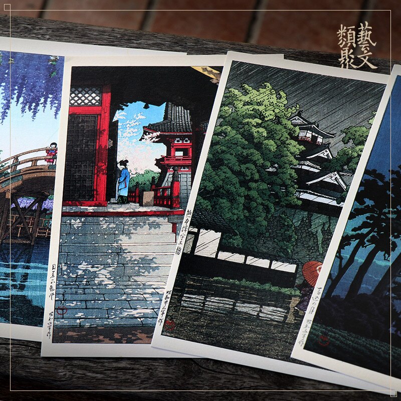 24 hojas/Set paisaje poético japonés postal grande tarjeta de felicitación tarjeta de de cumpleaños Tarjeta de mensaje