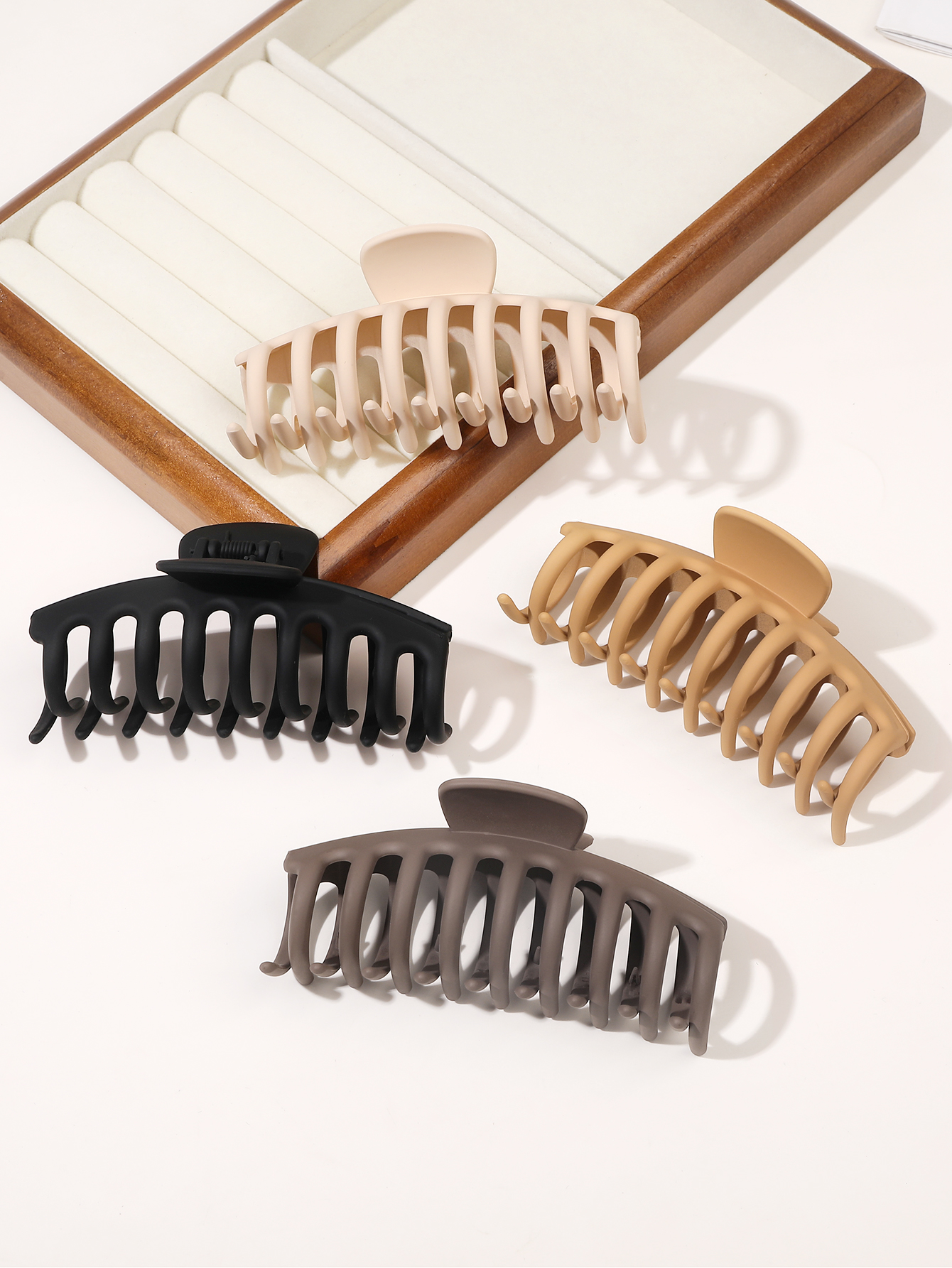 Pinzas de garra grandes para cabello grueso, pinzas para el cabello grandes para niñas, pinzas de garra mate, pinzas para el cabello neutras, paquete de 4