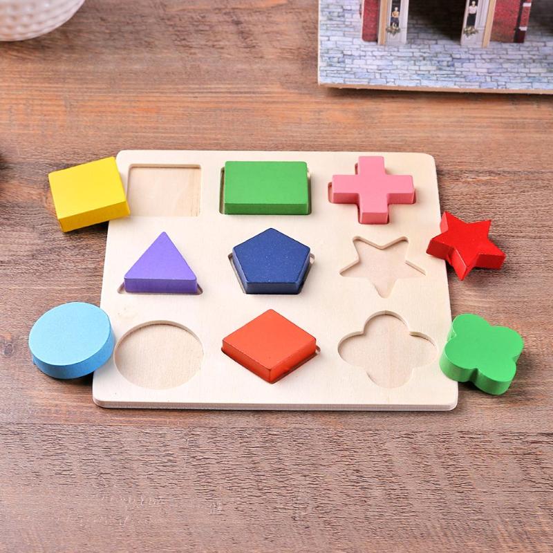 Wooden Geometric Shapes Sorting Math Montessori Puzzle Preschool Learning Educational Game Baby Toddler Toys for Children