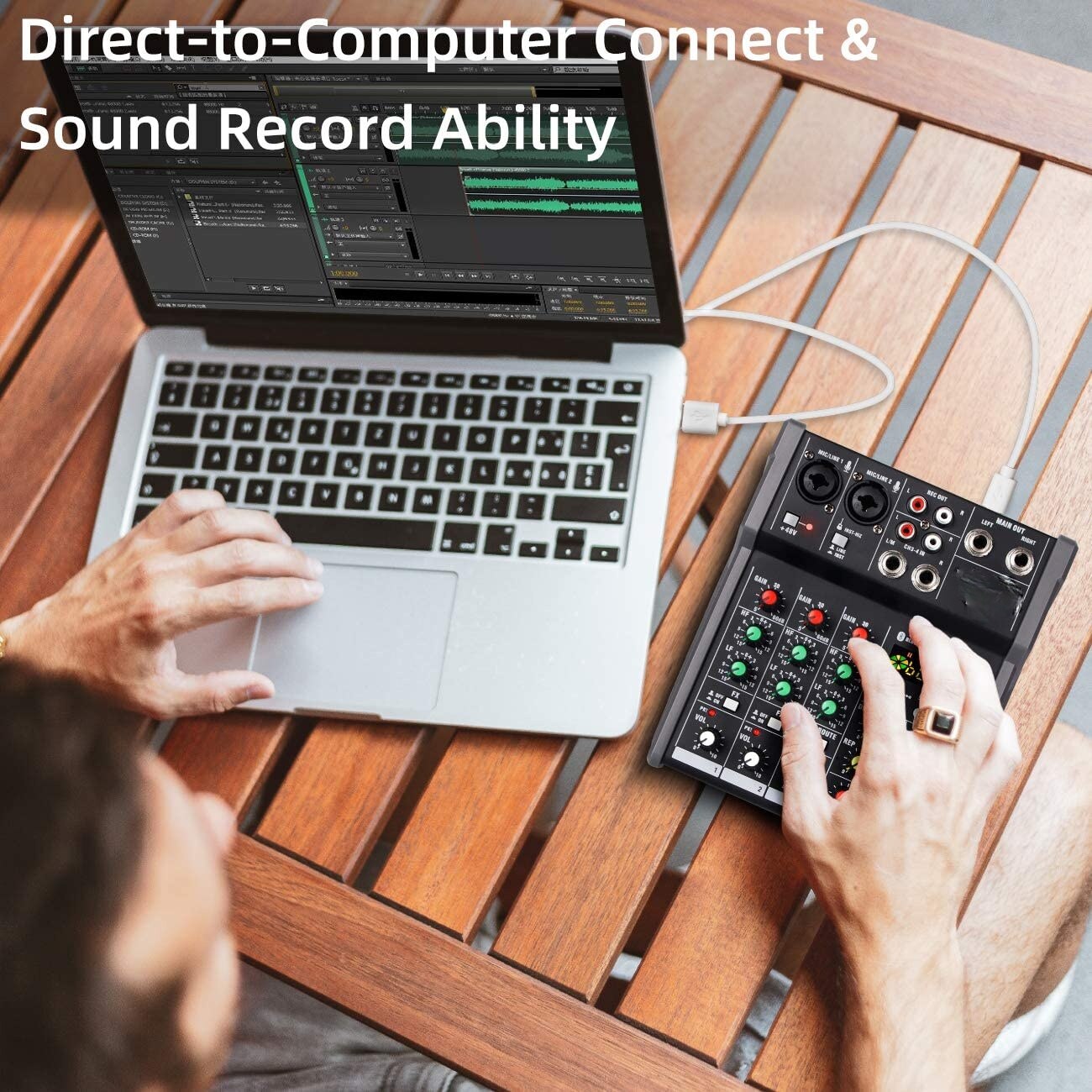 A4 Sound Mixing Console Bluetooth USB Record Computer Playback 48V Phantom Power Delay Repaeat Effect 4 Channels USB Audio Mixer
