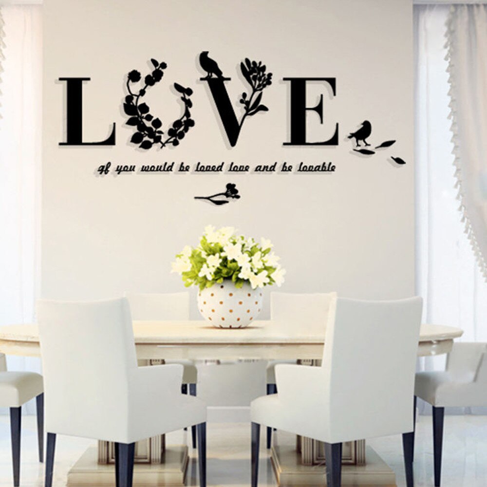 25 # Stijlvolle Verwisselbare 3d Leaf Liefde Muursticker Art Vinyl Decals Slaapkamer Decor Gespiegeld Decor Slaapkamer Stickers Home Decoratie