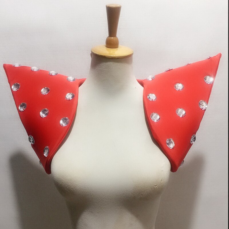Exaggerated Flying Shoulder Vest Nightclub DJ Singer DS Stage Clothes Men And Women'S Performance Costume Accessories VDB2444: Red (with stone)