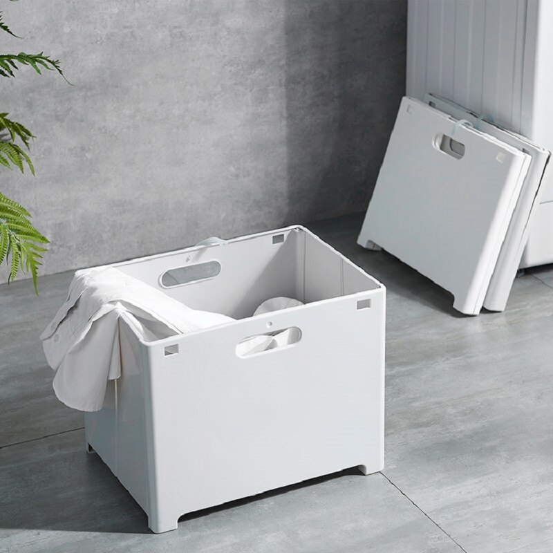 Foldable With Handle PP Plastic Laundry Baskets Punch-free Washing Machine Wall-mounted Dirty Clothes Laundry Storage Basket Box