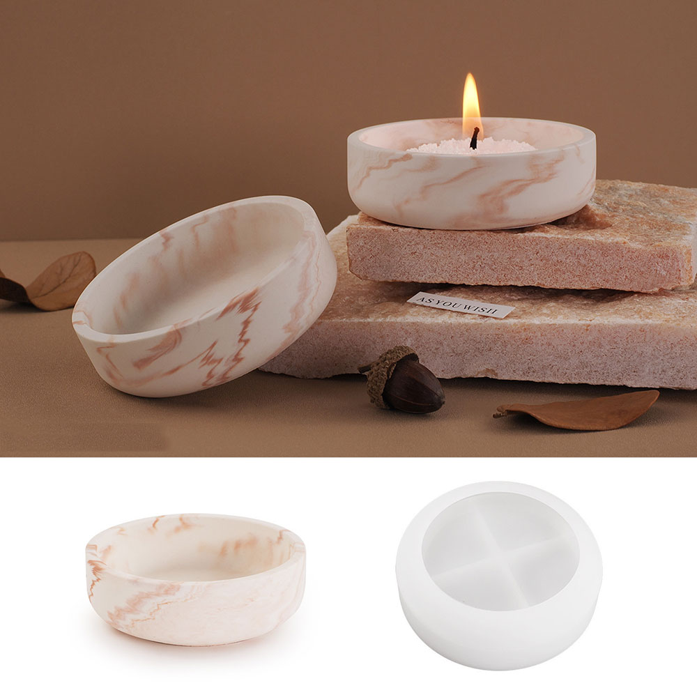 Silicone Mold Tray Candle Holder DIY Cimento Candlestick Decoração Tealight Holder Argila de resina de gesso