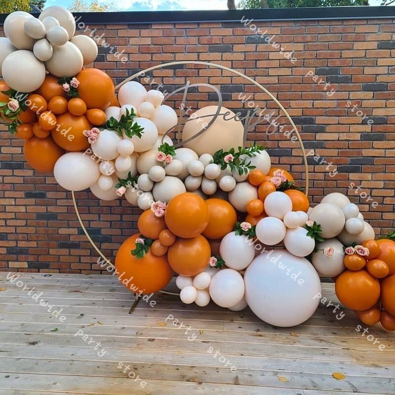 År diy ballon guirlande arch kit globalt retro efterår farve tema ballon bryllup layout orange baggrund vægdekoration: Default Title
