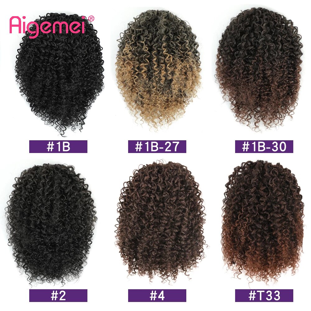 Aigemei Afro Kinky Curly Drawstring chignon Puff Ponytail African Hair Extension Synthetic Clip in Pony Tail Hair Extensions