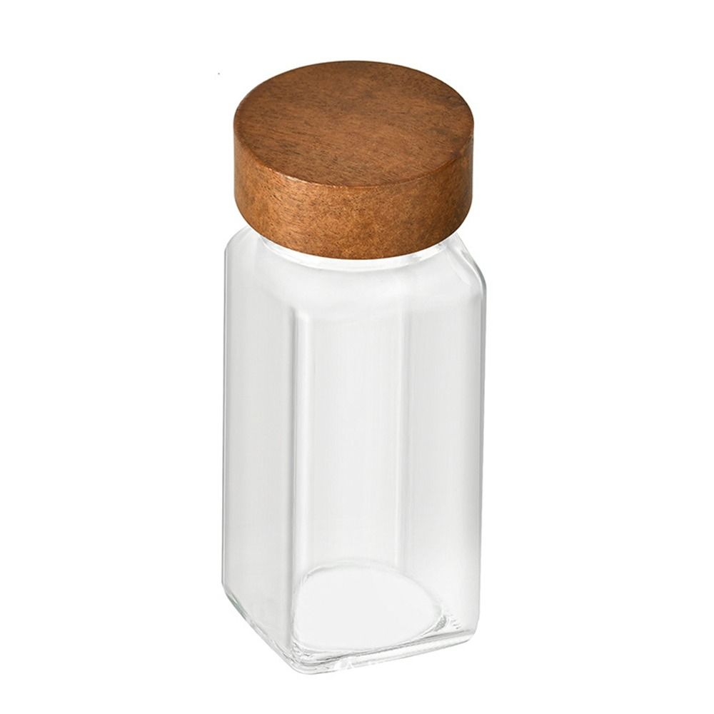 Botellas dispensadoras de vidrio selladas, frascos de especias, herramienta de almacenamiento, tanque de almacenamiento transparente, tarro de sellado de almacenamiento de alimentos con tapas de madera de Acacia: Verde