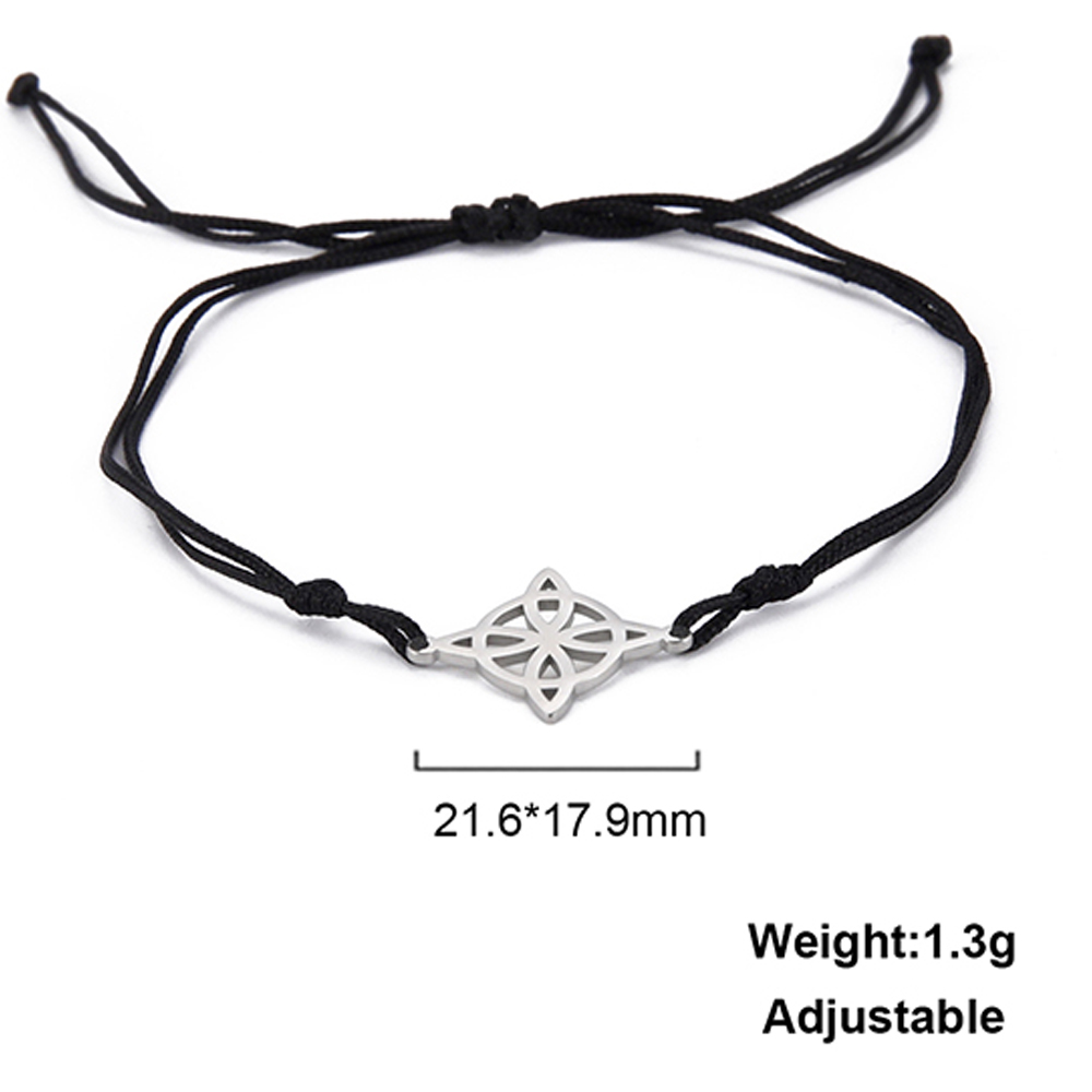 LIKGREAT Bracelet noeud de sorcière irlandaise pour femmes hommes noeud celtique réglable corde tissée bijoux acier inoxydable amulette Talisman: Rhodium plaqué