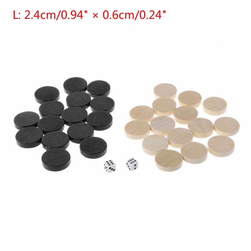 24-tlg. Holz-Spielsteine Set - Für Dame, Backgammon & Brettspiele - Gold/Silber/Schwarz