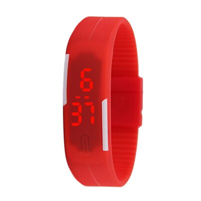 Silicone LED Sport numérique Bracelet montres Fitness décontracté électronique Bracelet hommes femmes garçons filles montre horloge enfants enfants: Rouge