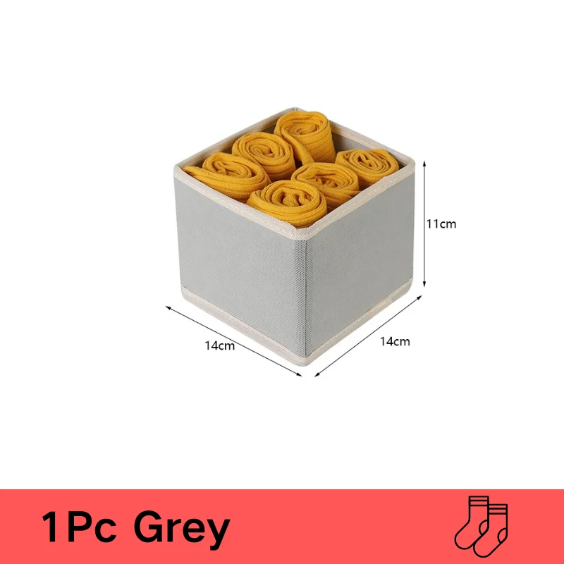 Drawer Underwear Storage Box Foldable Non-woven Storage Box Six-piece Set Underwear Bra Socks Drawer Storage Finishing Boxes: light yellow