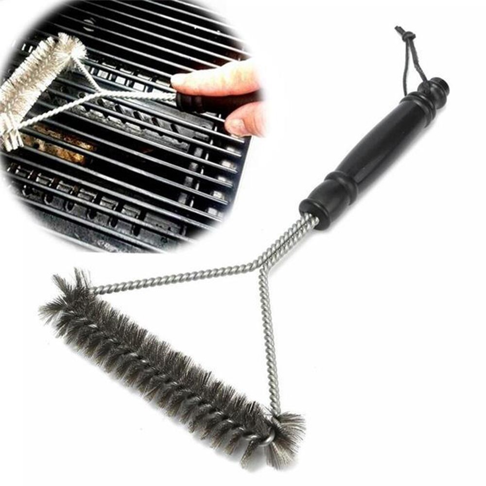 Grillbørste bbq cleaner 18in rustfrit stål grill tredobbelt scrubber rensebørste til kulgrill