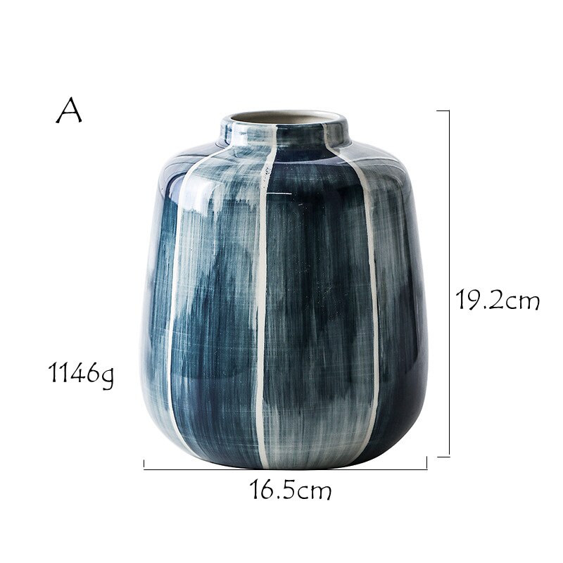 1pc blauwe bloemenvazen met een minimalistische keramische vaas, een waterplantcontainer, een pot voor huisdecoratie en een hydrocultuur plantenbak.: A