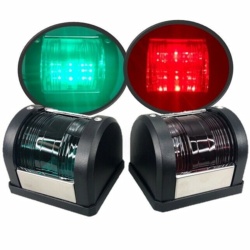 Marine Boat LED Navigation Light Green Starboard Red Port Surface Black
