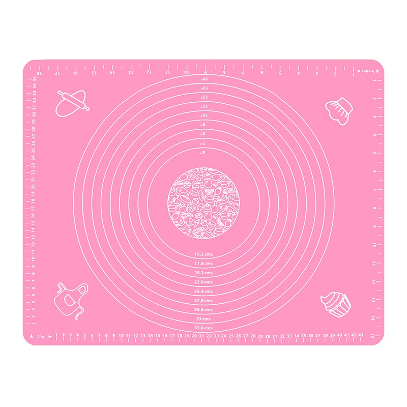 Non-stick Silicone Baking Mat with Scale Dough Pad Kneading Dough Non Stick Pastry Crepes Pizza Dough Mats Kitchen Baking Tools: pink