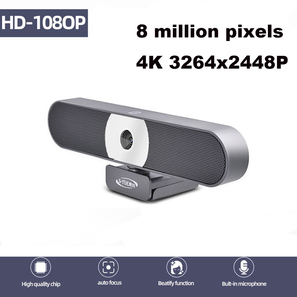 Webcam 1080P, 8MP 4K Hdweb Camera Met Ingebouwde Hd Microfoon 3264X2448 P Usb Plug Play Web Cam met Licht Invullen, breedbeeld Video