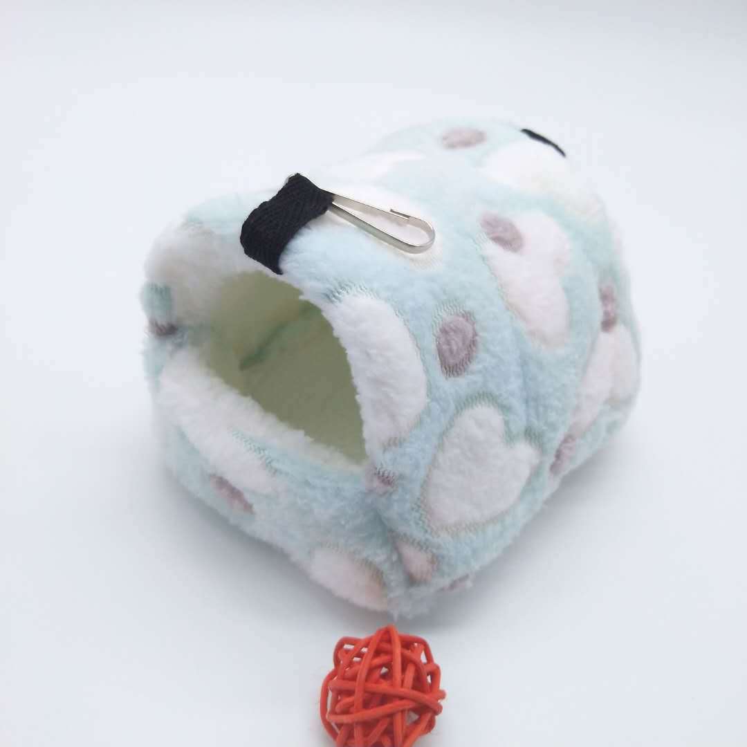 Cute Small Pet Bird Parrot Hamster Soft Comfortable Cage Plush Hanging Hammock Nest House Sleeping Bed Warm Nest Pet Products: Blue / M 14x12cm