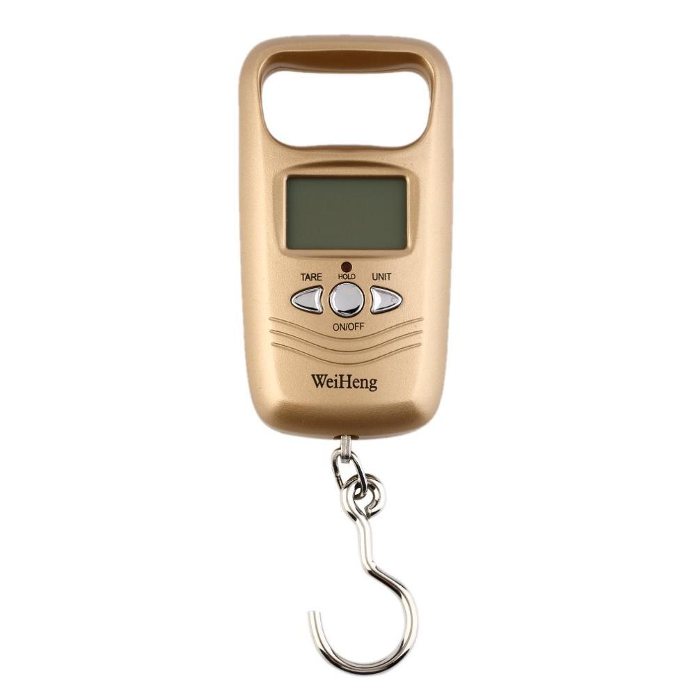 Mini Hanging Scale Pocket Portable 50kg LCD Digital Hanging Luggage Weighting Fishing Hook Scale Electronic Weight Scales: gold