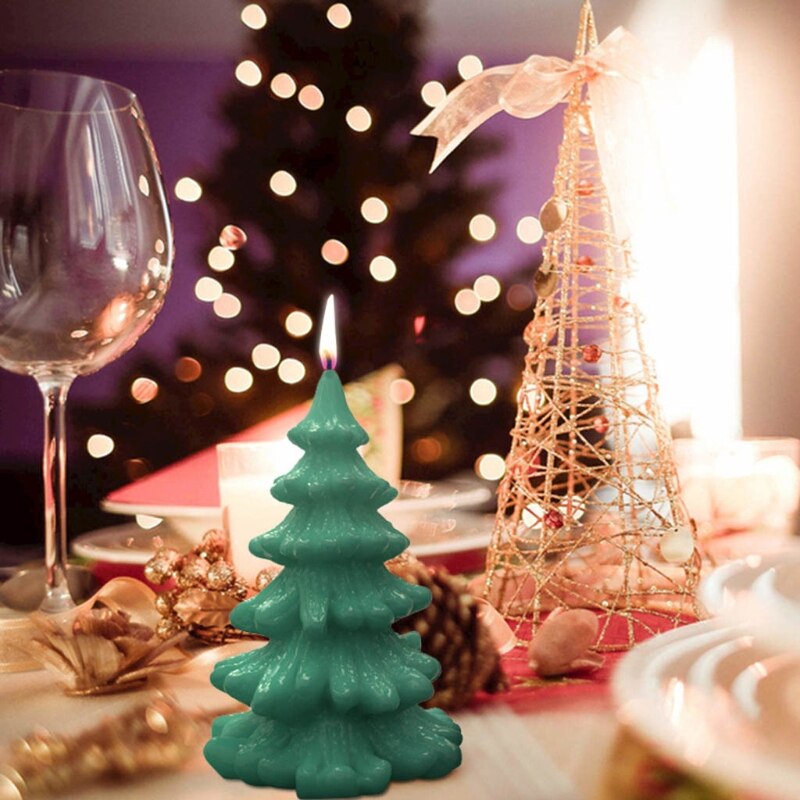 Moule en Silicone 3D arbre du père noël, pour la fabrication de bougies de noël, en résine, pour savon fait à la main, en argile, décor de gâteau au chocolat