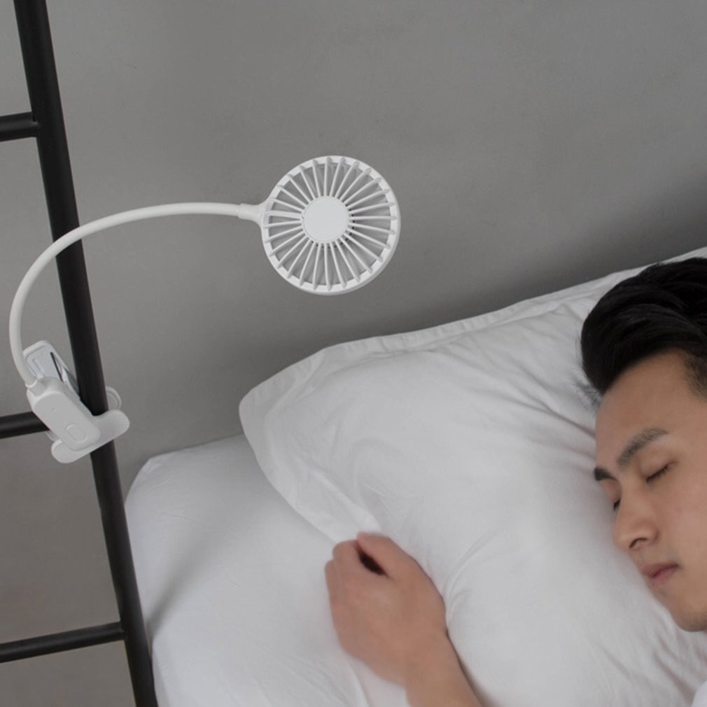 Bærbar doven sport halter fan mini hængende hals fan usb genopladeligt cover halter sport fan luftkøler udendørs: Hvid