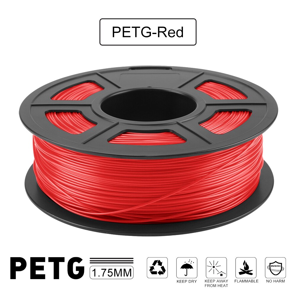 Hiprecy PETG 3D Printer Filament 1.75mm Dooling Material Black Color PETG 3D Filament Consumables 1KG/2.2LBS: Red