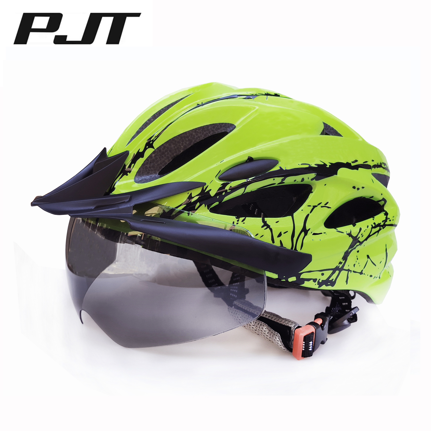 PJT 4-in-1 Lightweight Cycling Helmet 18 Breathable Holes Bicycle Helmet Adults Road MTB Detachable Sun Visor Goggles Bike Helme: Brown