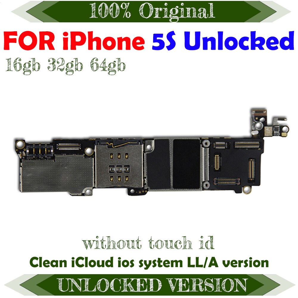 Free iCloud Logic Boards With Full Chips Mainboard For IPHONE 5S 16GB 32GB 64GB Motherboard IOS System 4G Lte Gsm Wcdma Network