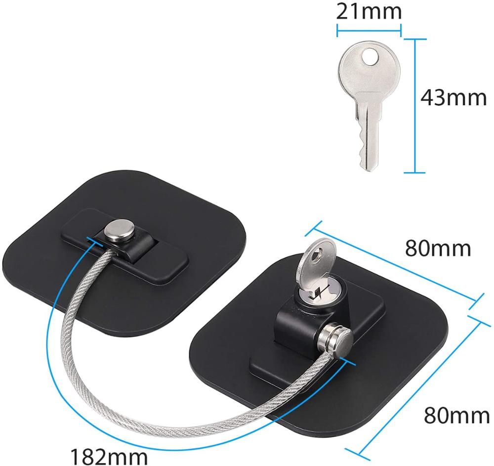 Refrigerator Door Lock with Key Adhesive Freezer Door Latch Cable Restrictor for Child Safety Used on Refrigerators Freezer 1pcs