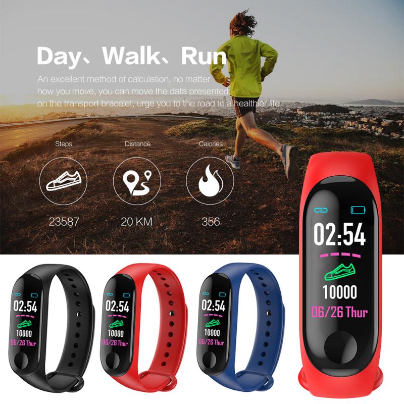 M3 Plus Smart Bluetooth Sports Bracelet Heart Rate Blood Pressure Monitor Fitness Tracker Smart Band