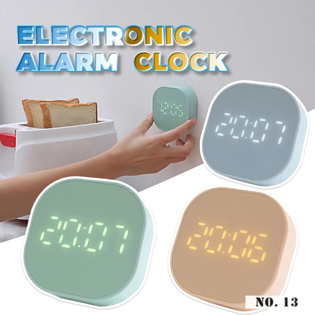 Digitale Wandklok Vierkante Mini Wekker Lichtgevende Led Multifunctionele Digitale Klok Home Nachtlampje Voor Slaapkamer Decoratie