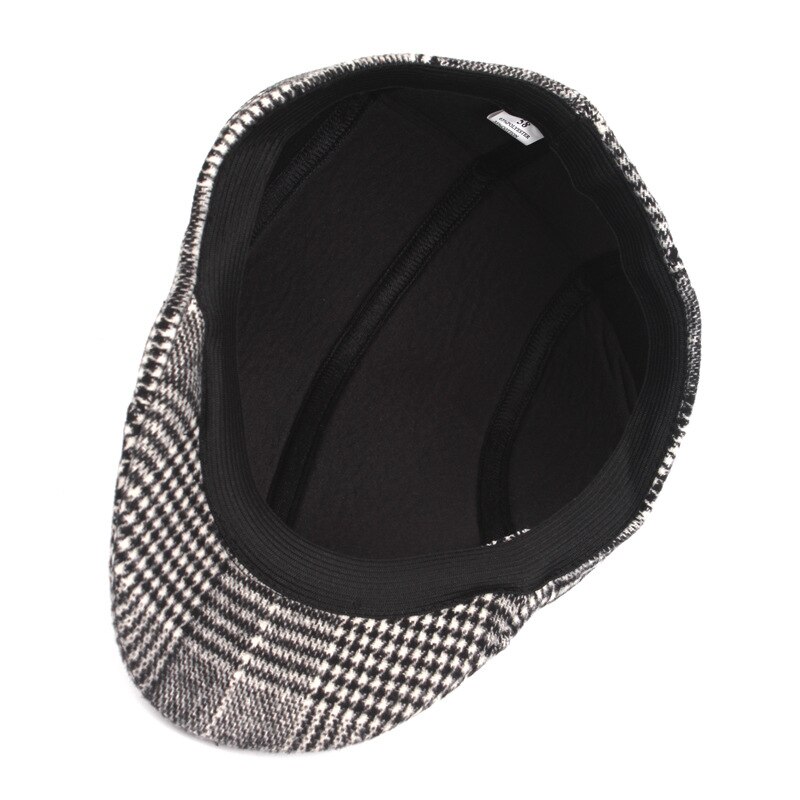 SLECKTON Cotton Hats Plaid Hats Beret Peaked Cap Tweed Casual Newsboy Cap Retro Flat Cap Herringbone Winter Hats for Men