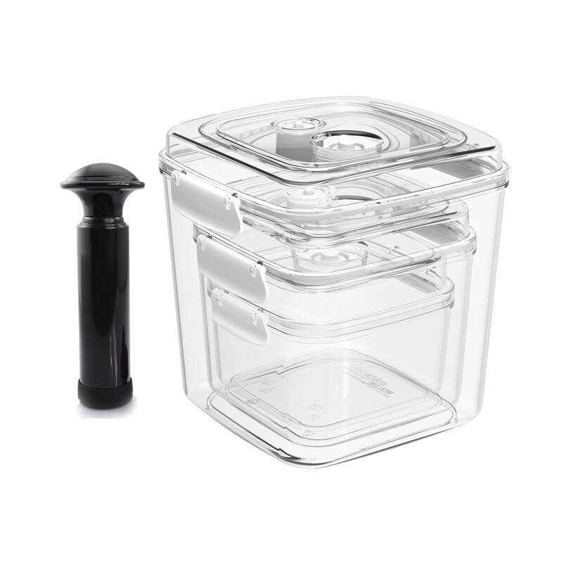 Selling the best cost-effective products vacuum plastic square food storage container Air tight fresh Canisters: transparent