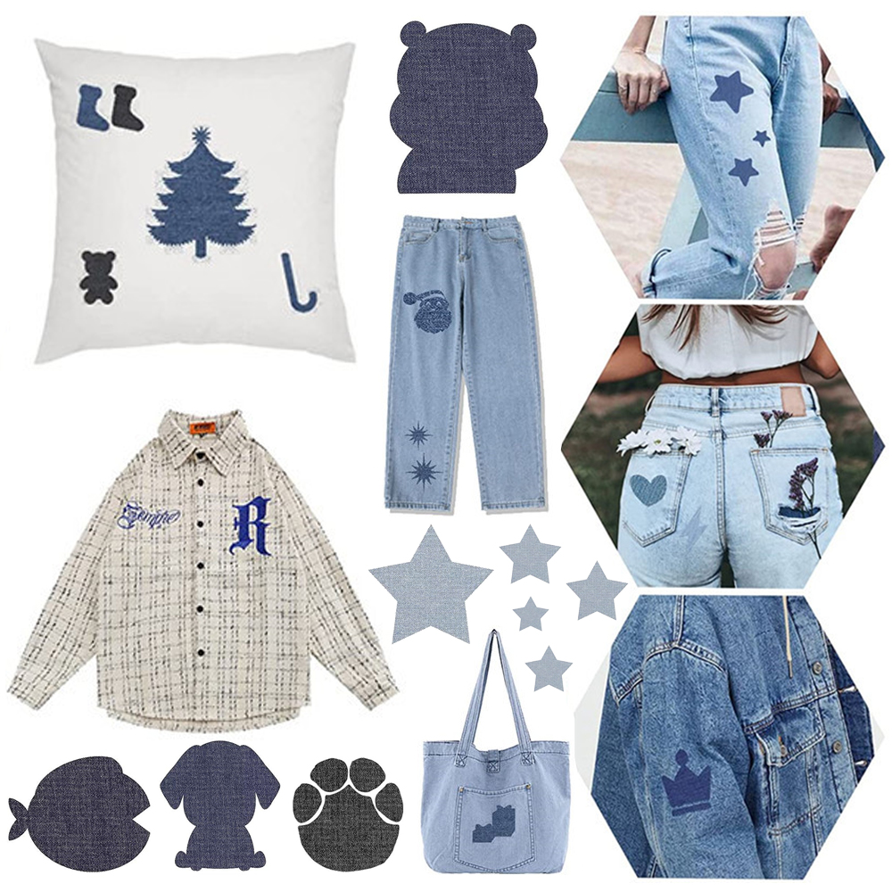 3.1x20in Ferro su toppe per abbigliamento in denim Rettangolo Grande toppa per jeans Giacche Pantaloni Distintivo applicato fai da te Riparazione di vestiti tutto'ingrosso