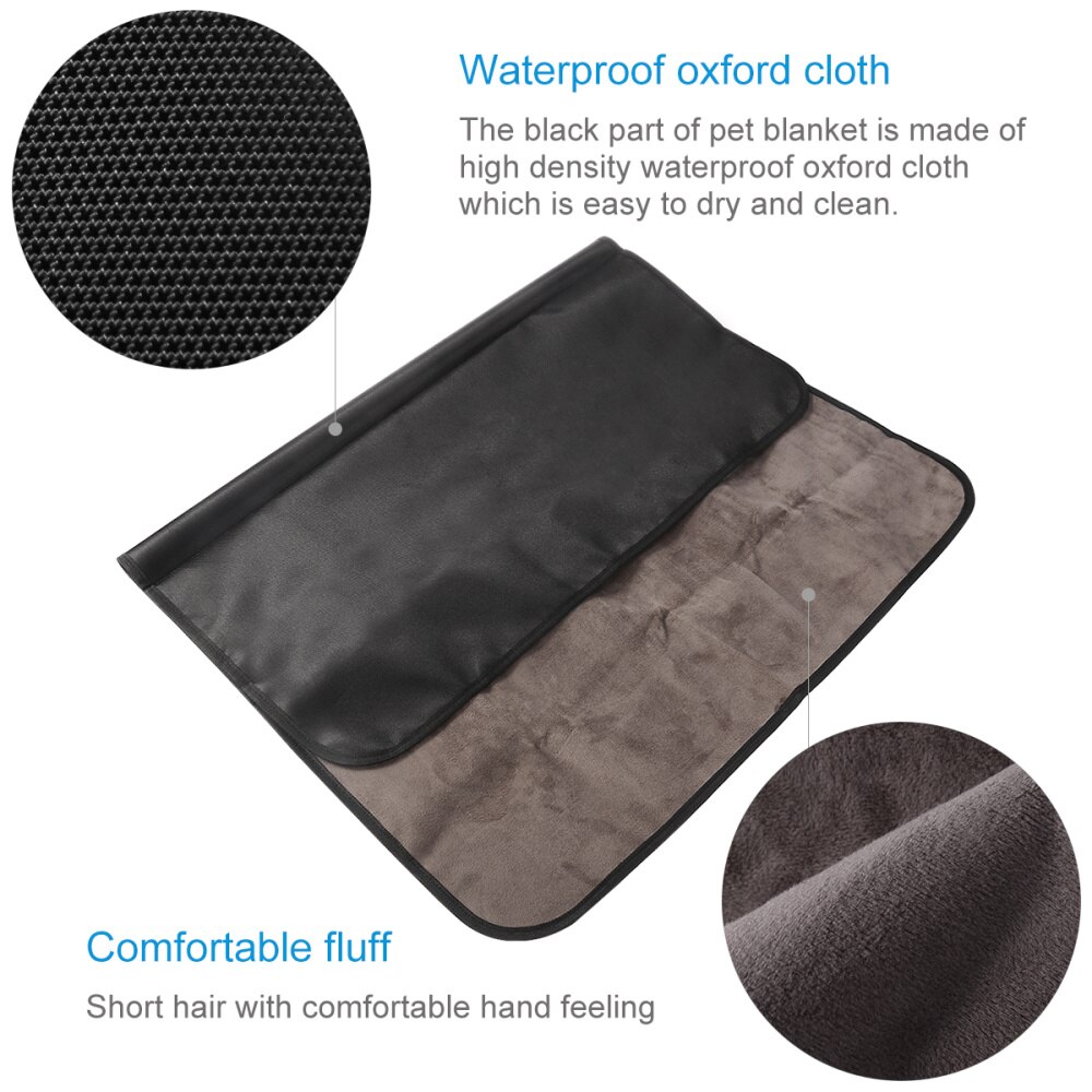 UEETEK Multifunctional Waterproof Pet Blanket 100*70CM Microplush Collapsible Pets Plush Mat Outdoor for Dog Puppy Cat Kitt (Bla