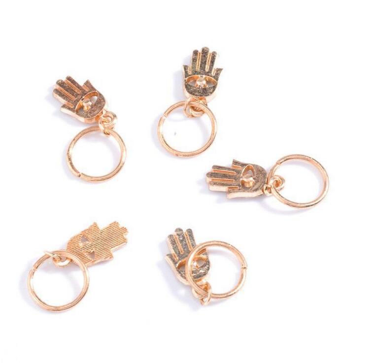 2018 nuovo Capelli Intrecciati Cerchio Anello Foglia di Borsette Della Forcella Della Clip Dei Monili di Disegno Dreadlock Del Cerchio Del Cerchio Accessori Per Capelli: hands gold
