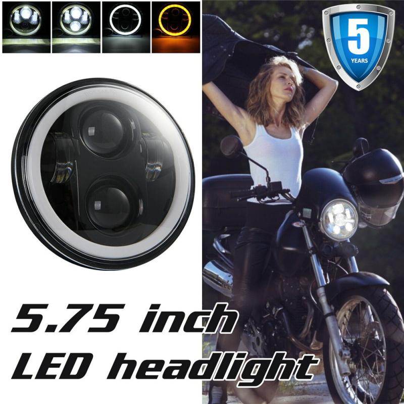 Svart 5-3/4 " 5.75 tum led strålkastare hög låg för motorcykel led projektion strålkastare motorcyklar strålkastarlampor