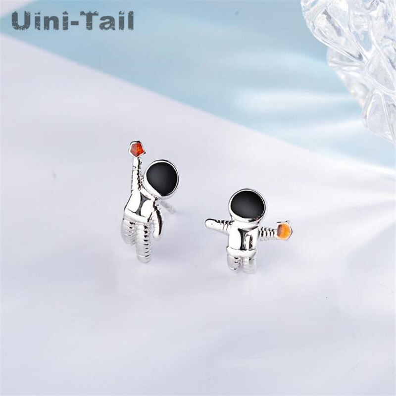 Uini-Staart Aanbieding 925 Sterling Zilveren Universe Planeet Astronaut Asymmetrische Oorbellen Trend Niche