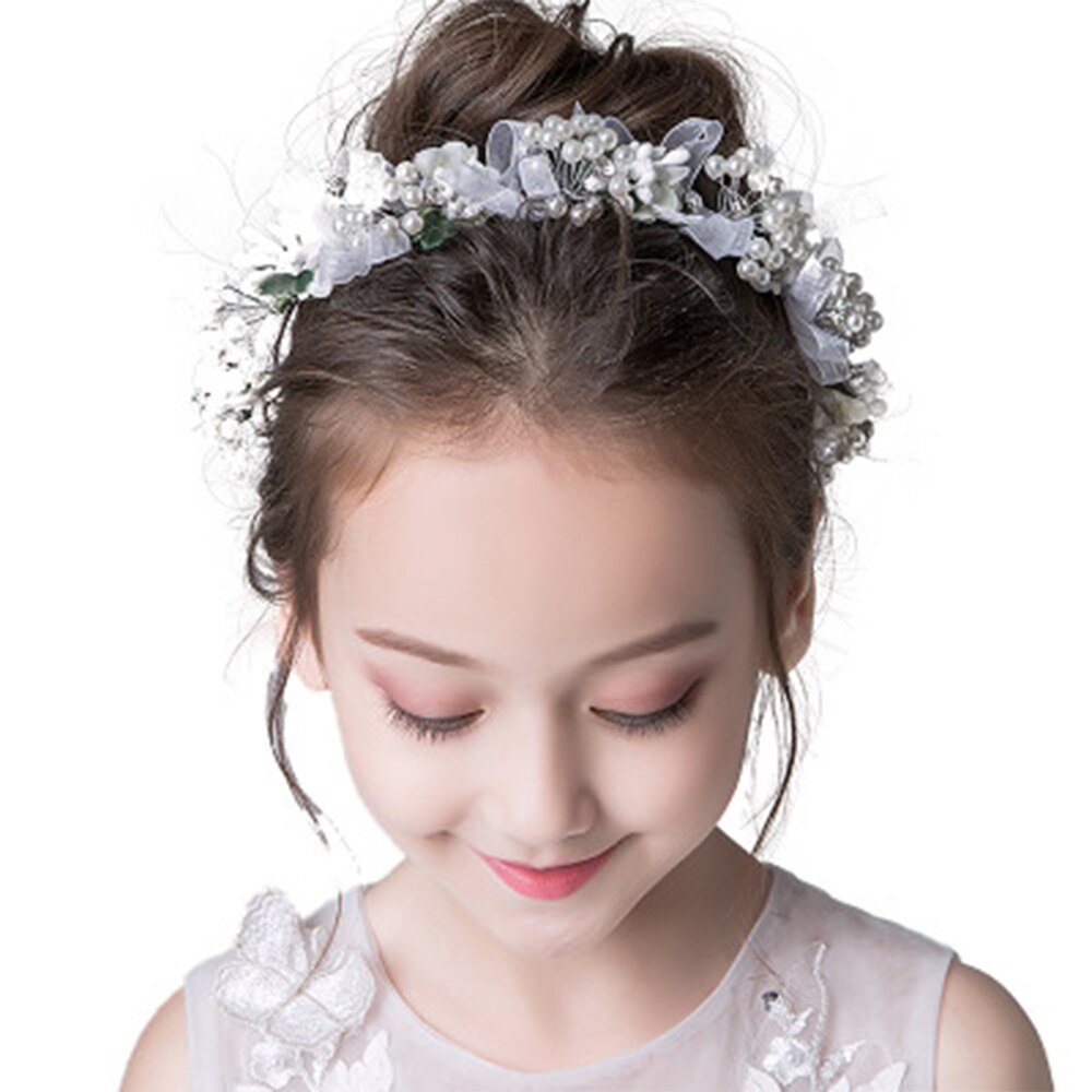 ZORVUJI Couronne De Fleurs Pour Fille – Perles Et Fleurs Artificielles – Accessoire Communion, Baptême, Mariage (Doré)