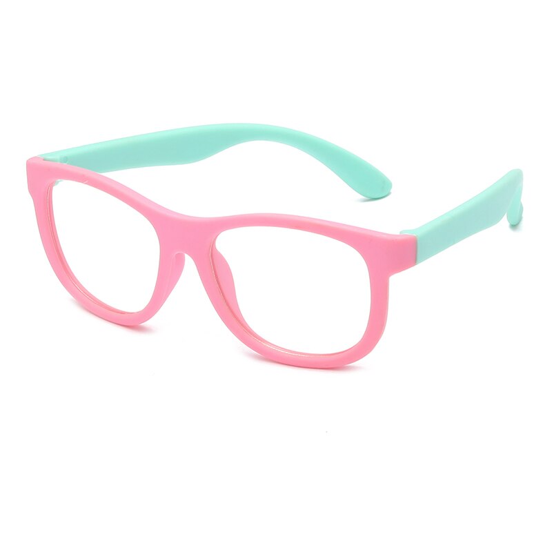 Square Glasses Kids Anti Blue Light Blocking Optical Frame Children Eyeglasses Girl Boy Clear lenses UV400 Anti Glare: pink green
