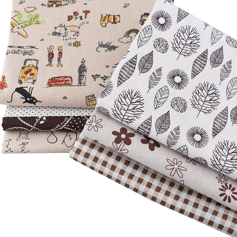 Chainho, kaffefargeserie, trykt bomullslinstoff til gjør-det-selv quilting og sy sofa, bordklær, gardin, veske, putemateriale