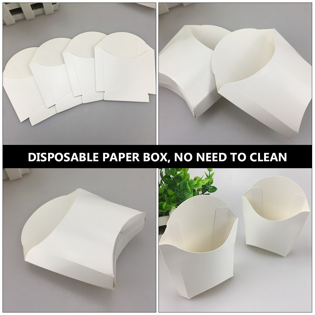 24pcs White Paper Grease Resistant French Fry Holders Disposable Snack Cups Containers