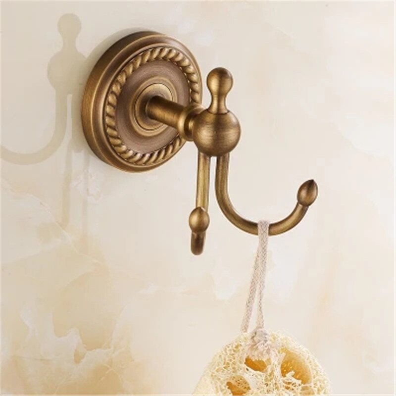Robe Hooks golden/Antique Brass Coat Hook Clothes Towel Hangers Storage Door Hook Wall Bathroom Accessories Black Bath Rack: antique
