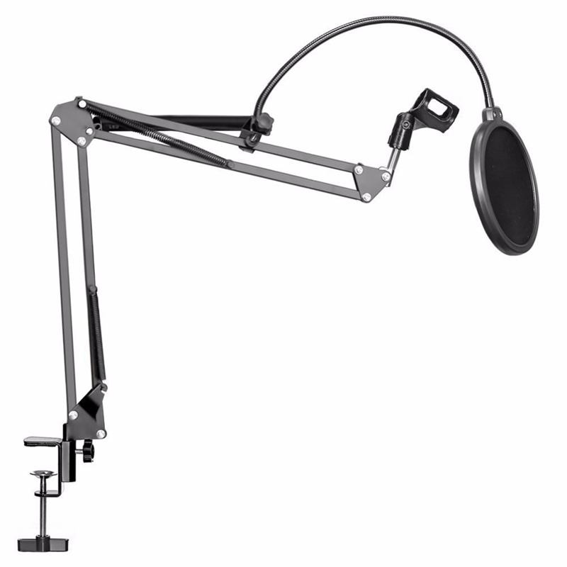 NB-35 Microphone Suspension Arm Stand Clip Holder and Table Mounting Clamp Pop Filter Windscreen Mask Shield Clip Kit: Default Title