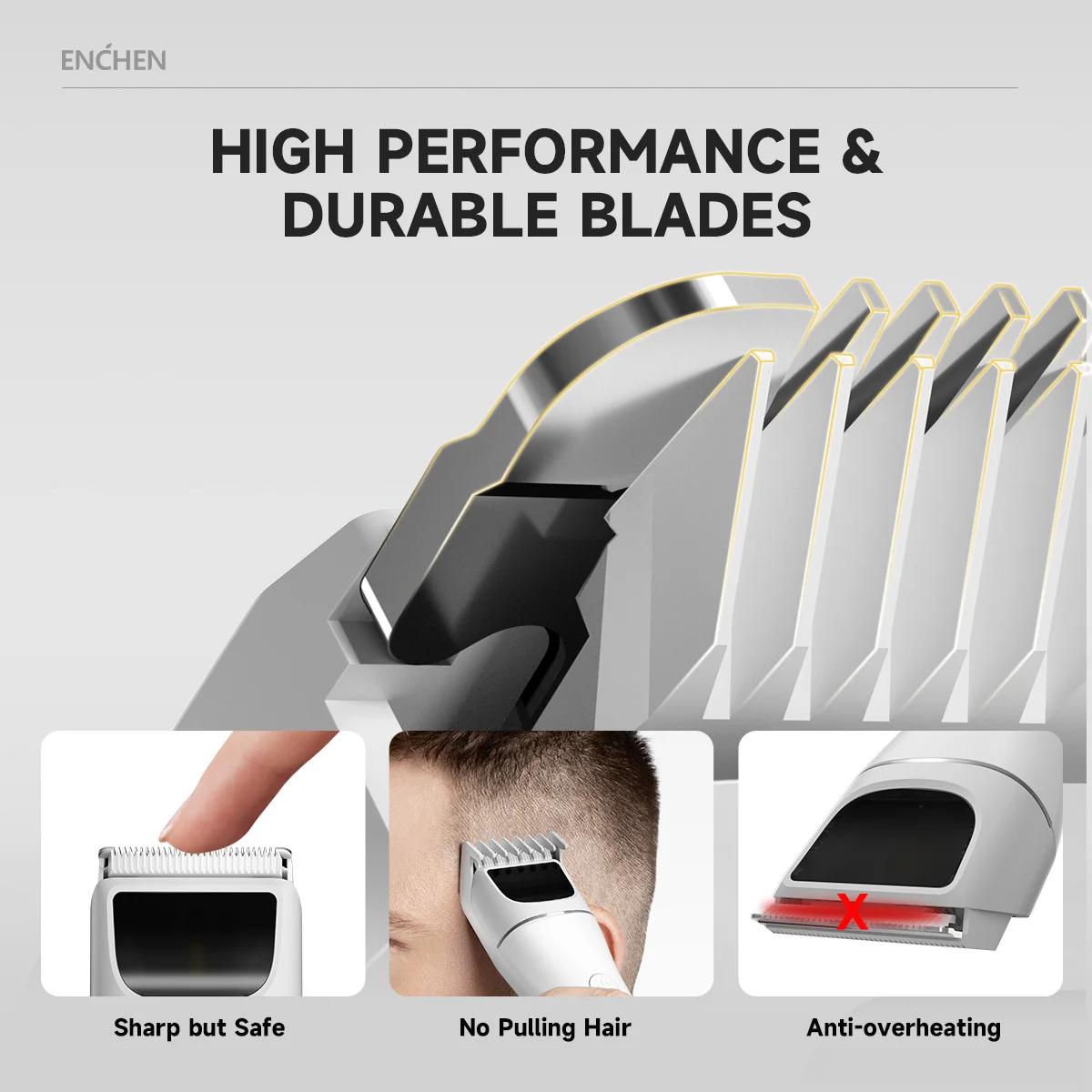 ENCHEN Tondeuse À Cheveux Machine De Coupe De Cheveux Tondeuse À Cheveux Professionnelle Rasoir À Barbe Tondeuse À Corps Réglable Sans Fil Pour Hommes Voyage Lock Barber - Boost 2