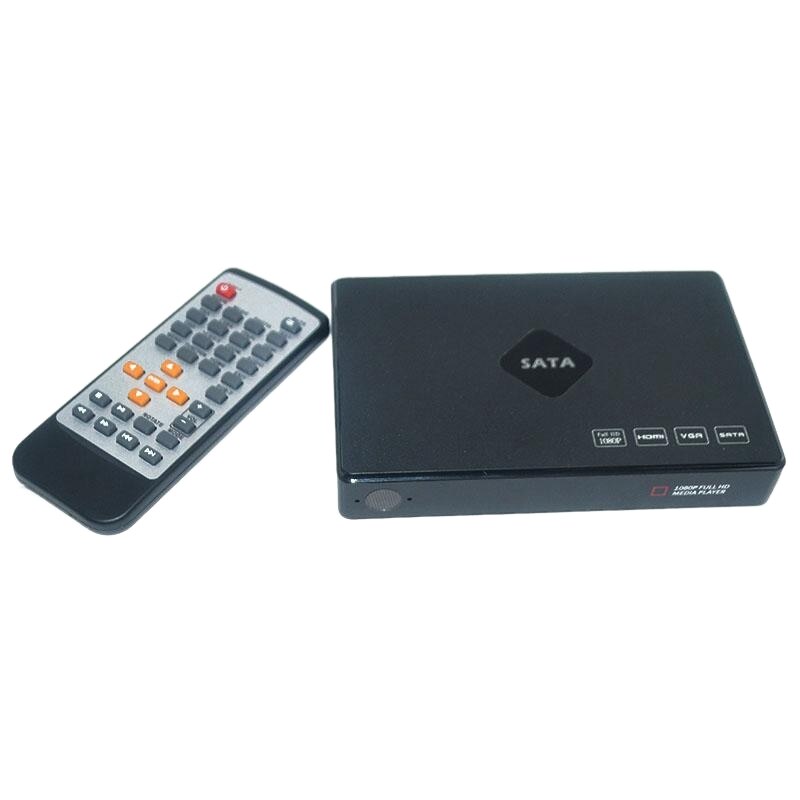 TV Media Player, Full HD 1080P Digital Multimedia Player SATA Hard Disk Player ,Supports HDMI, VGA, MMC Card: Black EU PLUG
