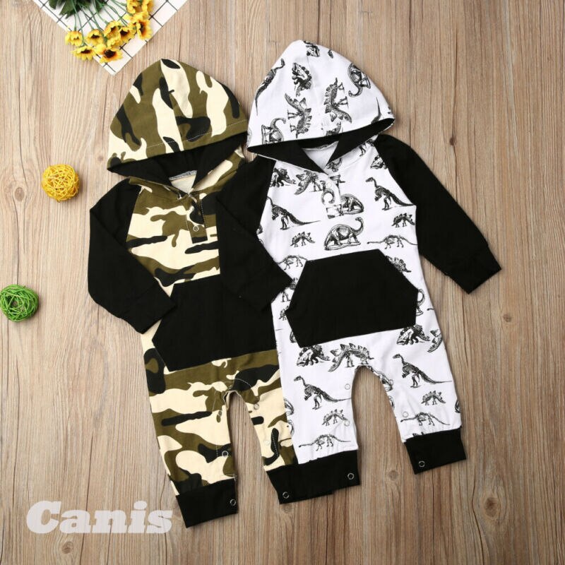 Vêtements pour bébé garçon 0-24M | Tenue de Camouflage à manches longues, dinosaure/combinaison