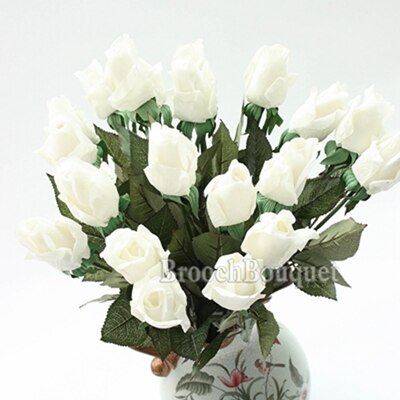 20 teile/satz Künstliche Blumen die Seide Blumen Weiß Real berühren Blumen Hochzeit Strauß Heimat Party Dekorative Party Blumen: Weiß